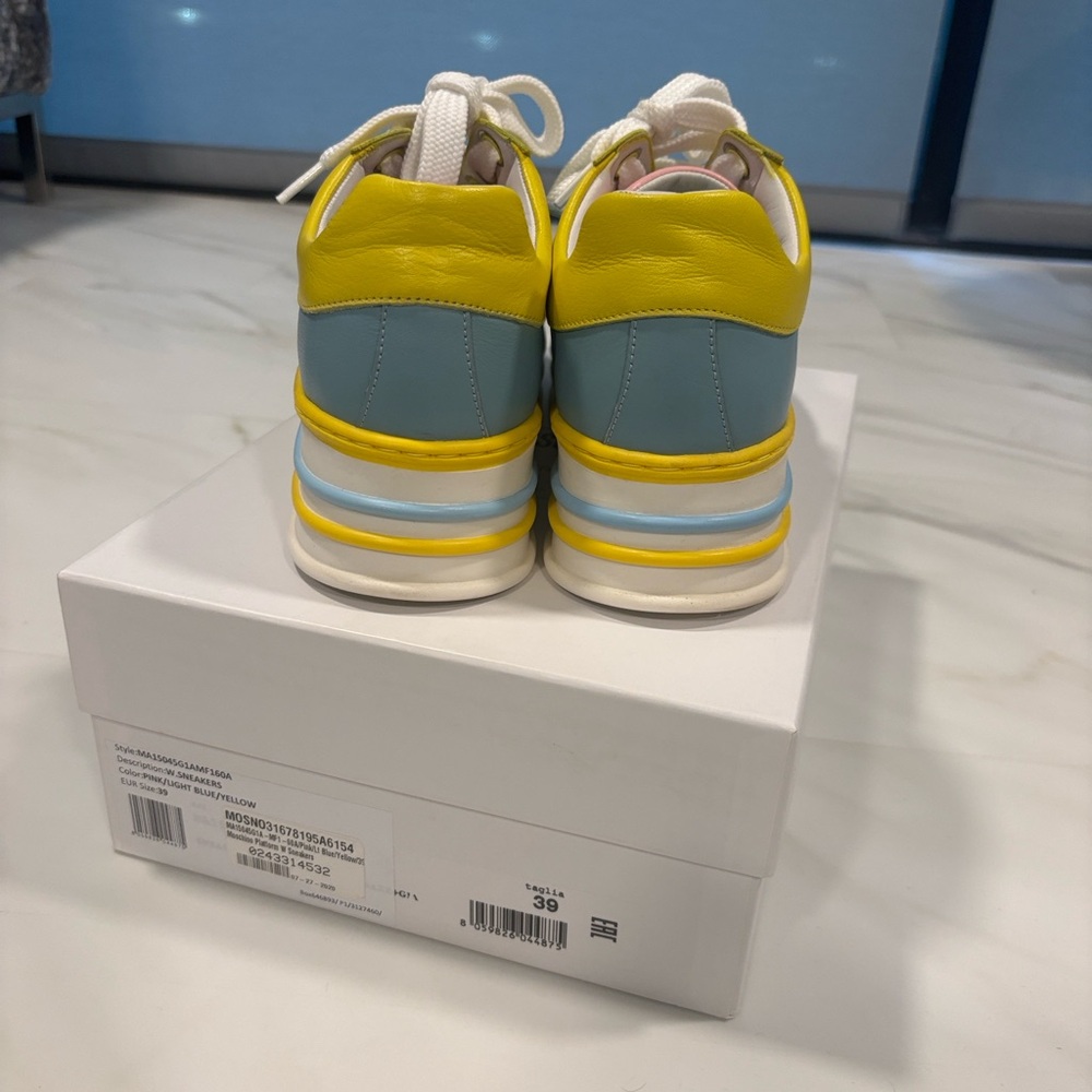 Moschino Pastel Pink Blue Yellow Platform Sneakers - Picture 4 of 8
